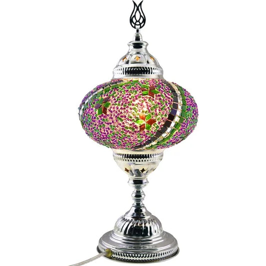 Turkish Stained Glass Table Lamp purple green for sale