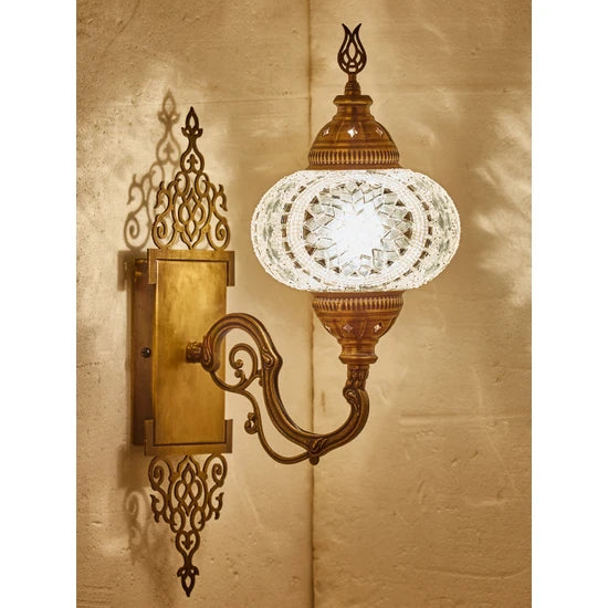 White Turkish Mosaic Wall Lamp