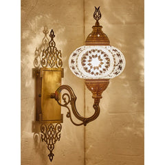 White Turkish Wall Mounted Mosaic Lamp