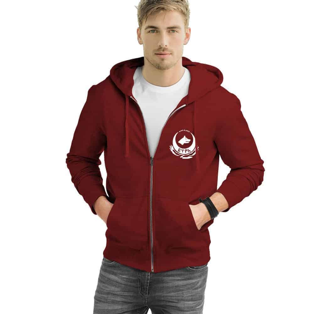 Wolf Head Zipped Hooded Sweatshirt