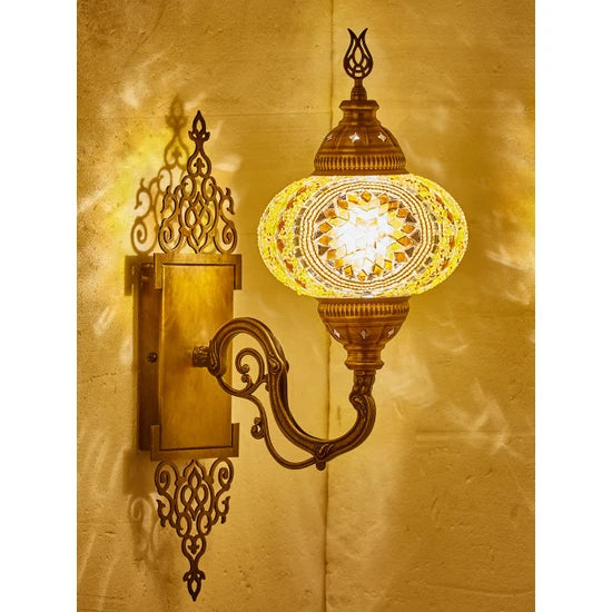 Yellow Turkish Glass Wall Lamp