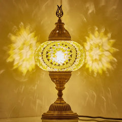 Yellow Turkish Stained Glass Mosaic Table Lamp