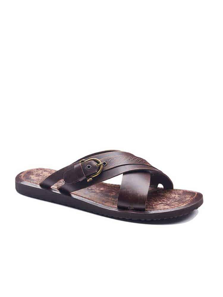 Mens Leather Slides Sandals