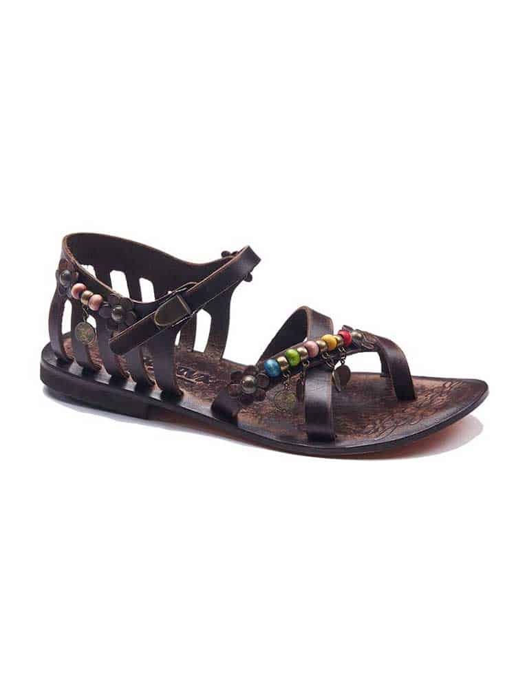 Beaded Leather Sandals For Women