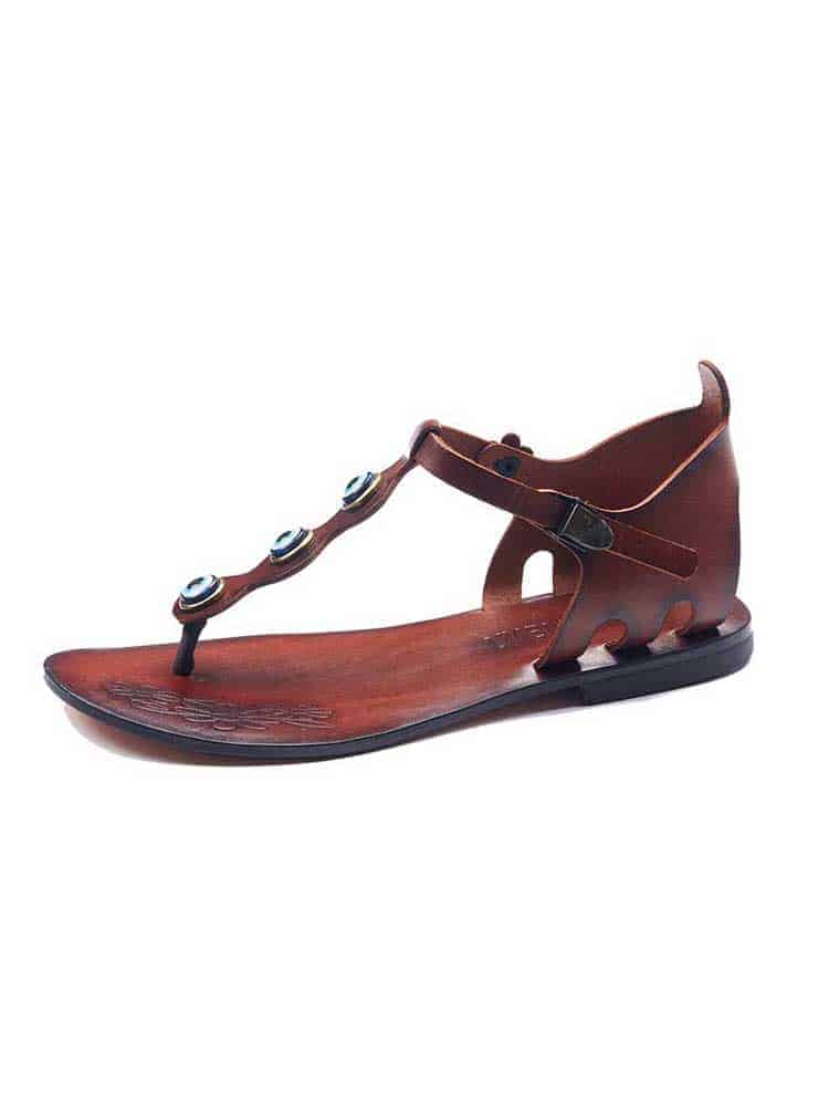 Beaded Toe Thong Sandals Leather Sandals For Women