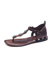 Beaded Toe Thong Sandals Leather Sandals For Women