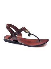 Toe Thong Brown Leather Sandals For Womens