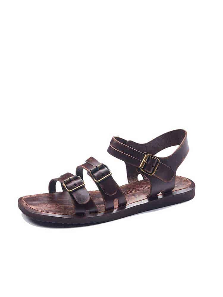 Basic Brown Leather Sandals For Men