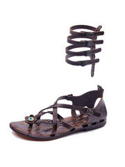 Cross Strapped Leather Gladiator Sandals