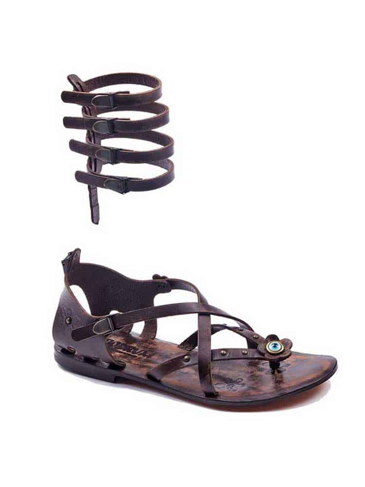 Cross Strapped Leather Gladiator Sandals