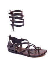 Cross Strapped Leather Gladiator Sandals