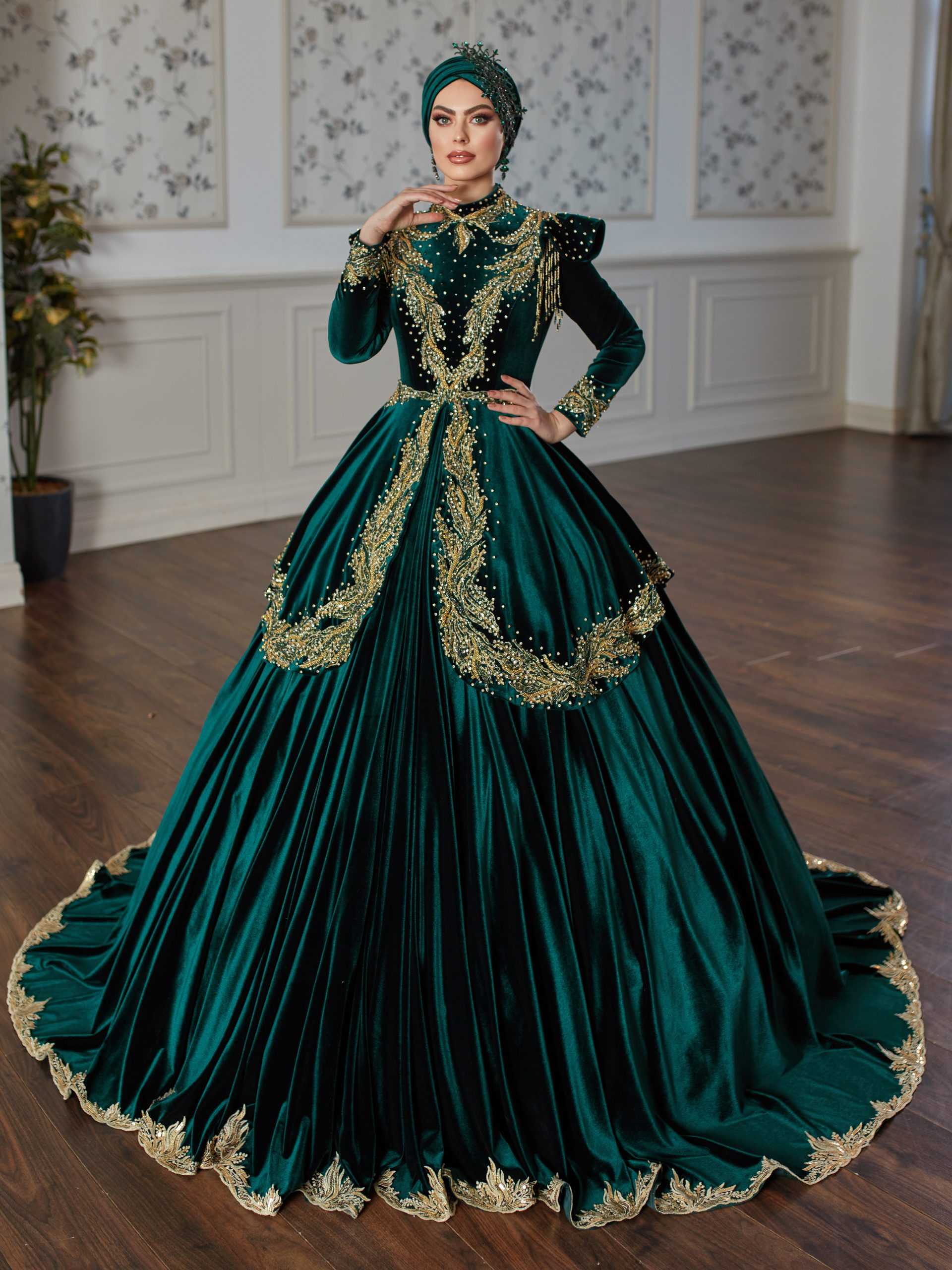 Designer emerald green dress best sale