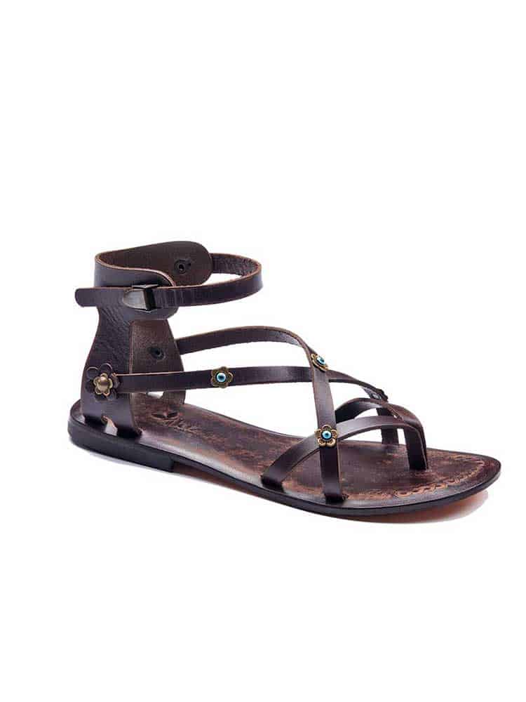 Double Cross Leather Strappy Sandals