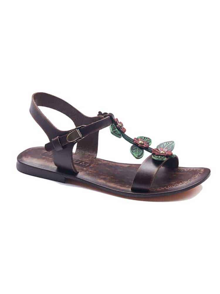 Floral Leather Sandals For Women