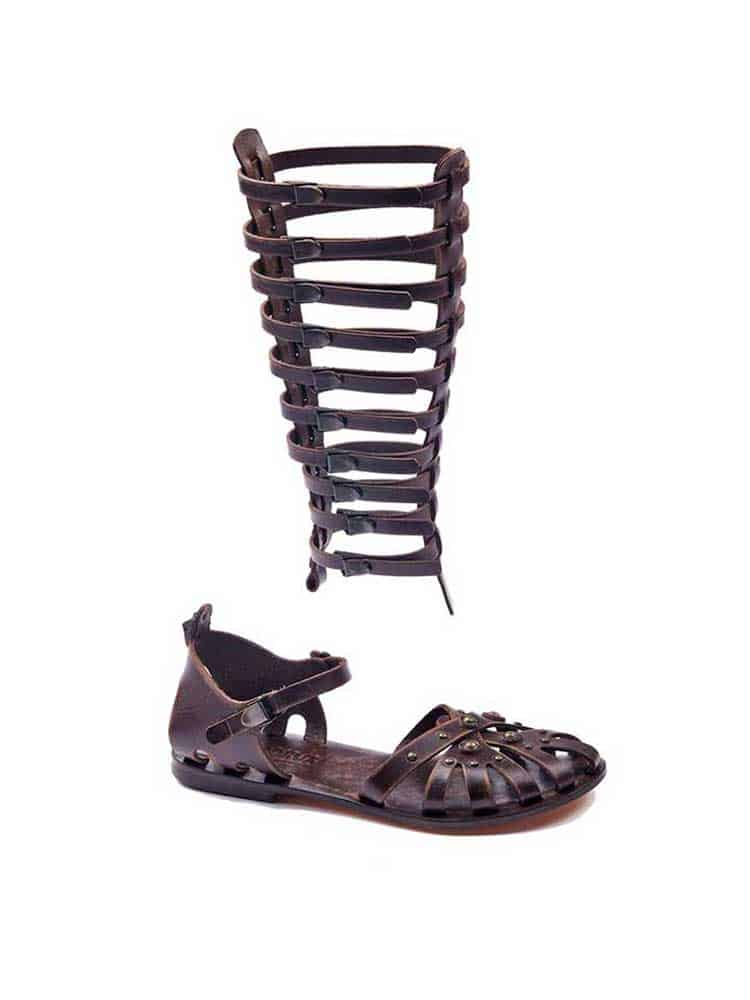 Strapped Metallic Leather Gladiator Sandals