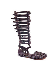 Strapped Metallic Leather Gladiator Sandals