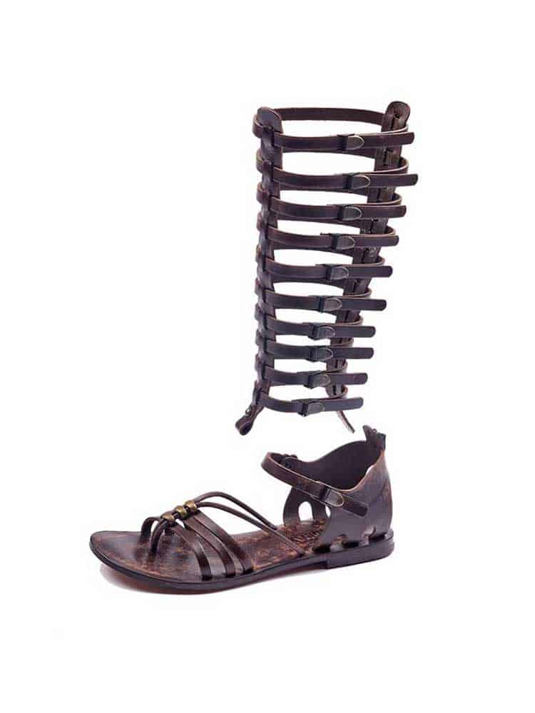 Metallic Toe Thong Brown Gladiator Sandals