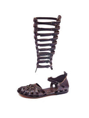 Strapped Metallic Leather Gladiator Sandals