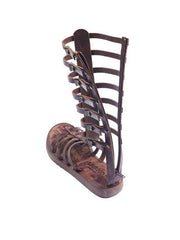 Strapped Metallic Leather Gladiator Sandals