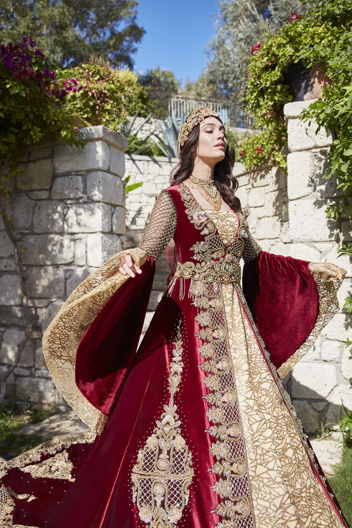 Best moroccan style ottoman turkish red wedding dress for bride