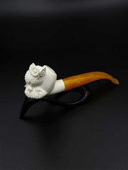 Meerschaum Pipe Owl Hand Carved