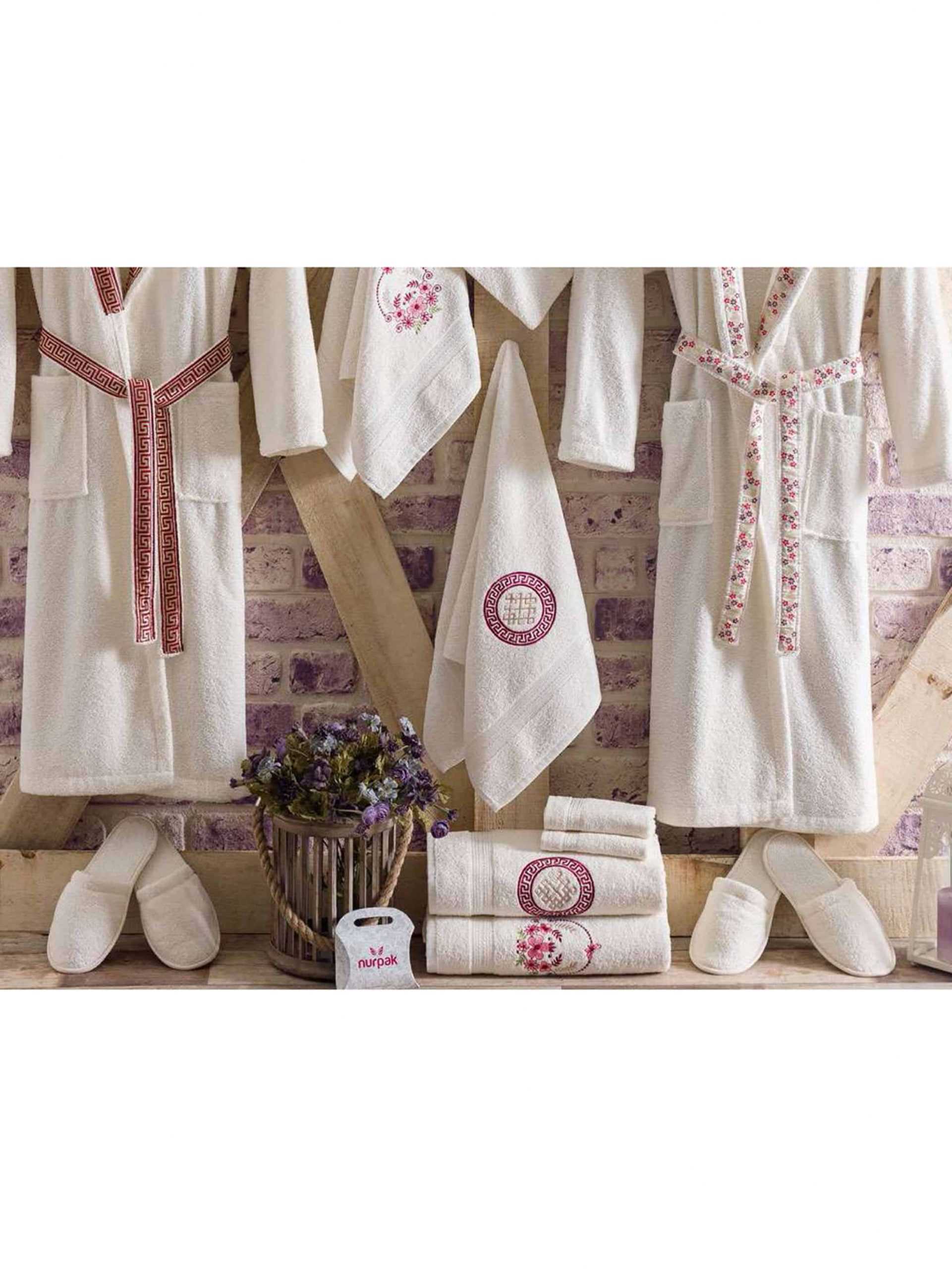 White Embroidered Bamboo Robes