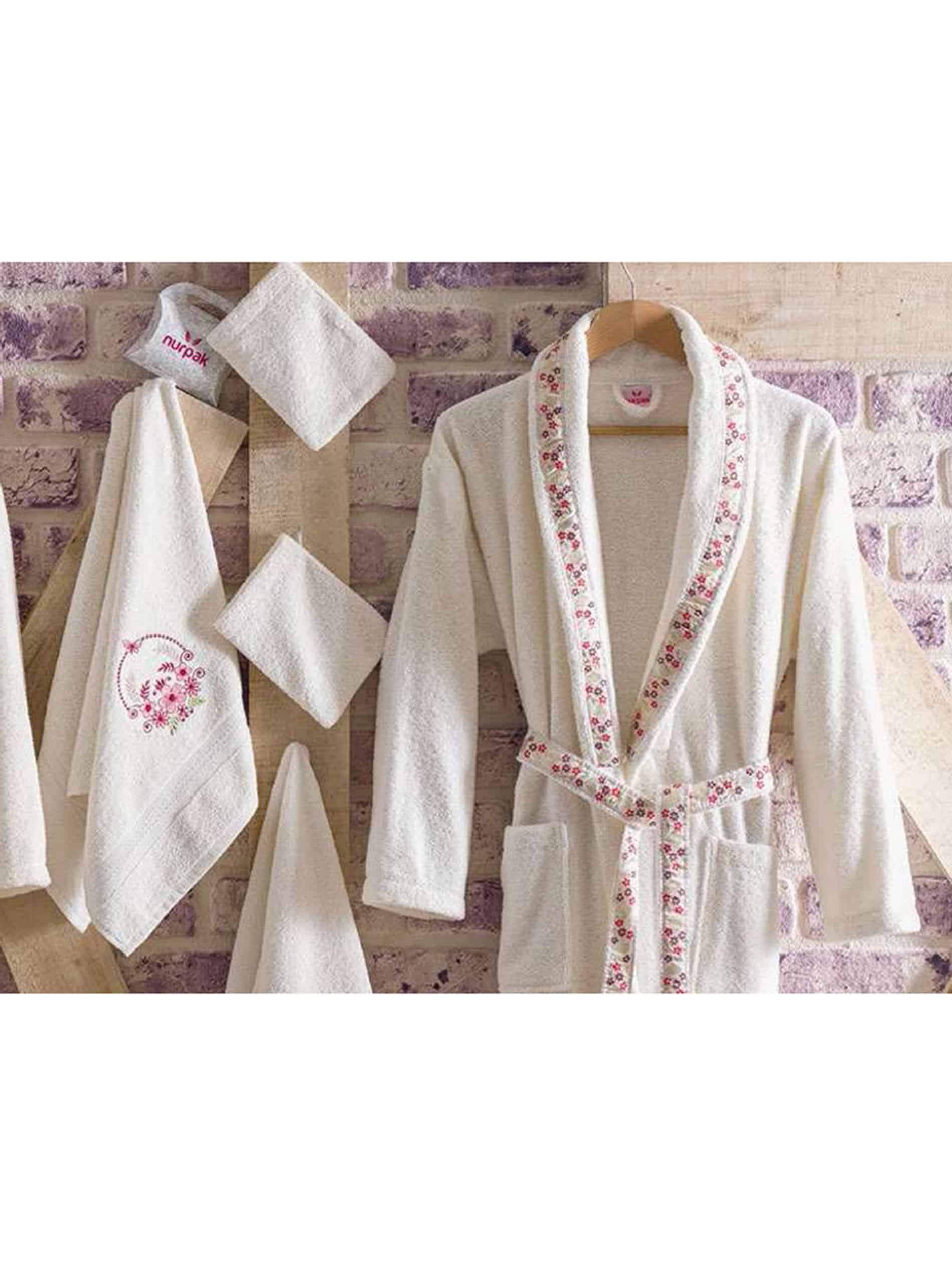 White Embroidered Bamboo Robes