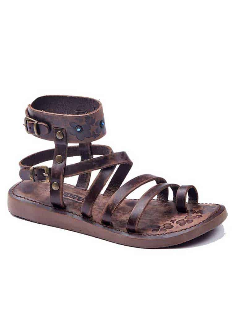 Metallic Brown Leather Gladiator Sandals