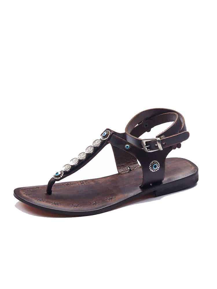 metallic-buttons-leather-sandals women