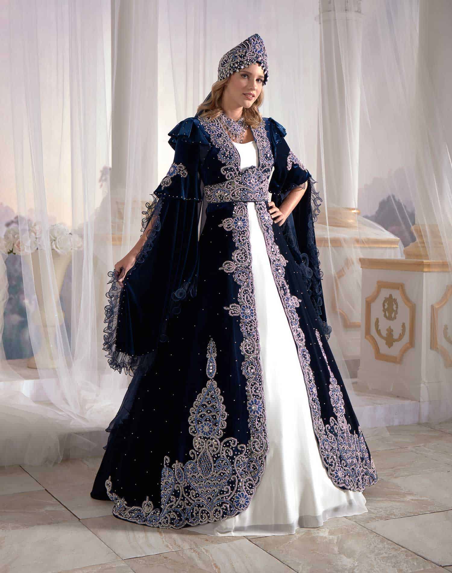 Navy Moroccan caftan dress