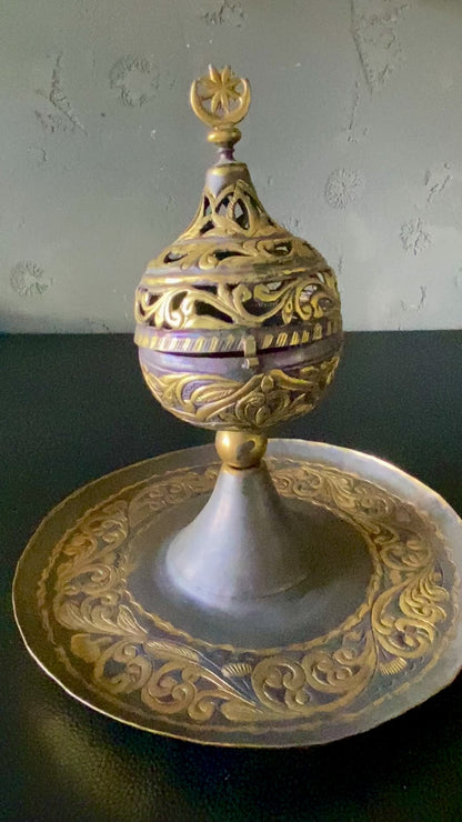 Oriental Gold Copper Incense Burner Case