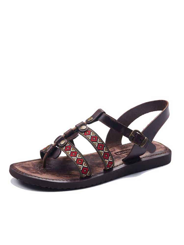 Stitched Leather Women Sandals